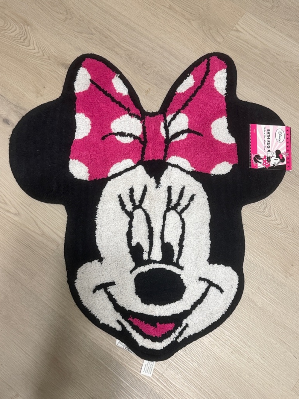 Disney Minnie Mouse Pink Polka Dot Bow Kids Bath Mat